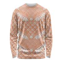 Apricot Mermaid Puakenikeni Maile Lei Long Sleeve Shirt