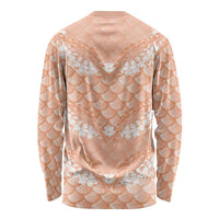 Apricot Mermaid Puakenikeni Maile Lei Long Sleeve Shirt