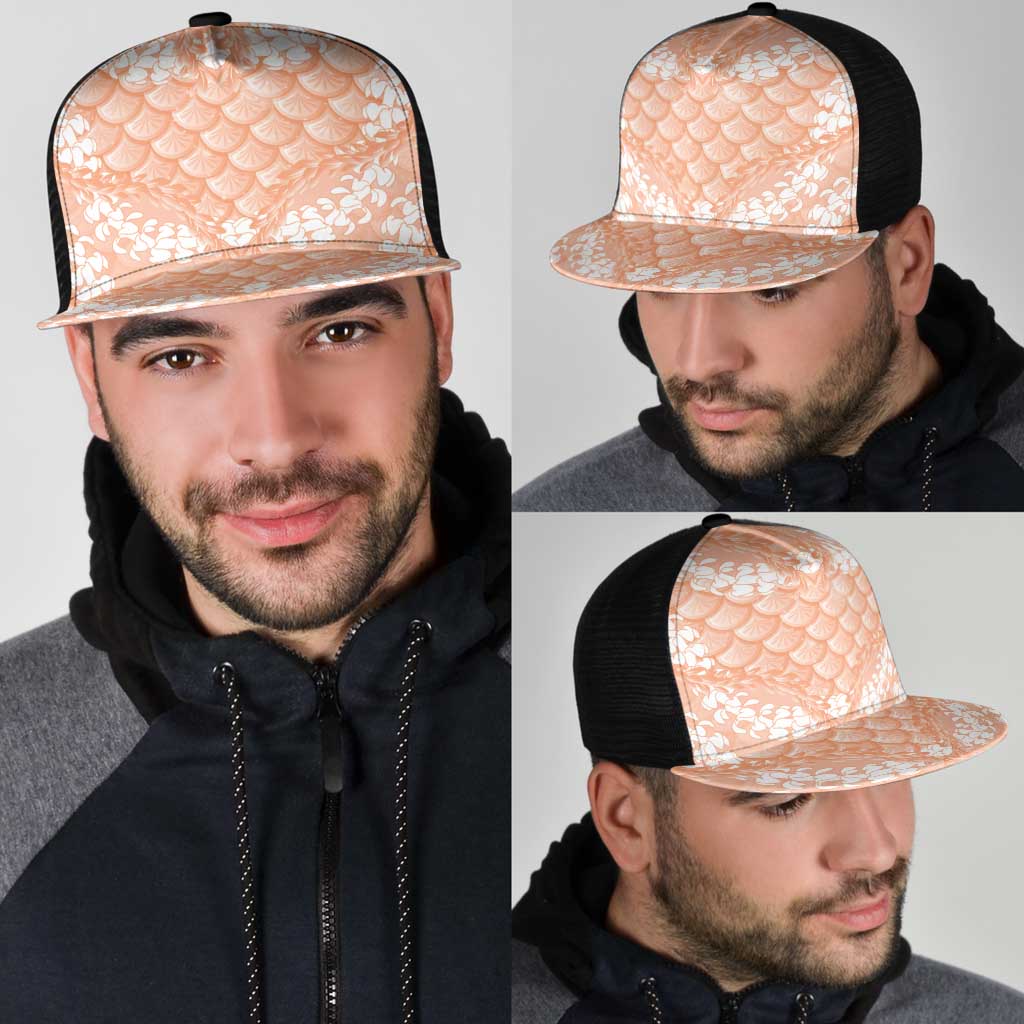 Apricot Mermaid Puakenikeni Maile Lei Mesh Trucker Cap LT01 - Polynesian Pride