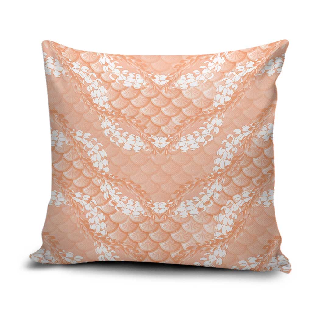 Apricot Mermaid Puakenikeni Maile Lei Pillow Cover