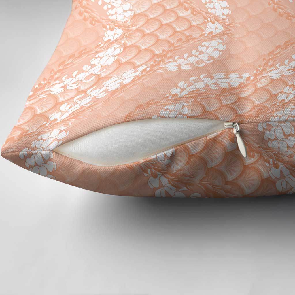 Apricot Mermaid Puakenikeni Maile Lei Pillow Cover