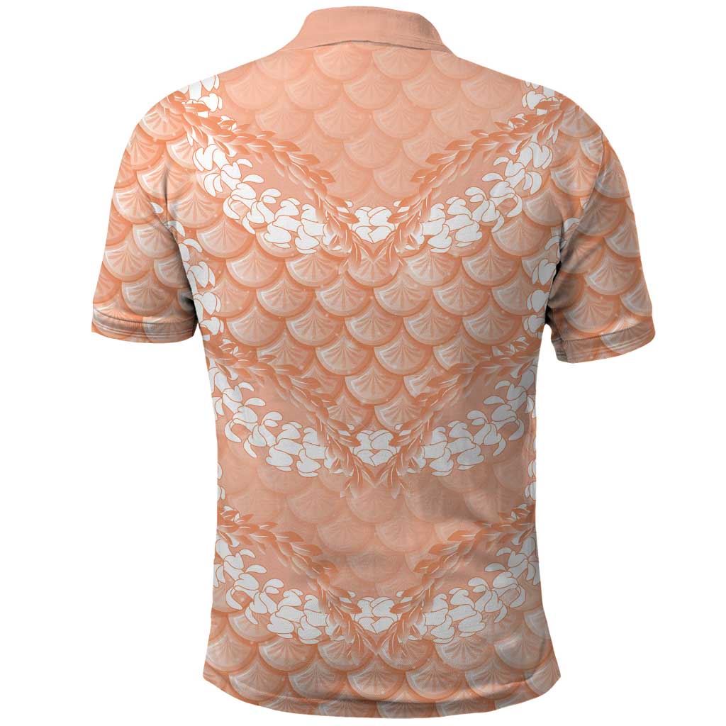 Apricot Mermaid Puakenikeni Maile Lei Polo Shirt