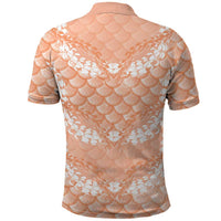 Apricot Mermaid Puakenikeni Maile Lei Polo Shirt