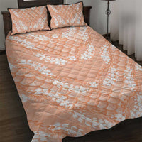 Apricot Mermaid Puakenikeni Maile Lei Quilt Bed Set