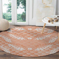 Apricot Mermaid Puakenikeni Maile Lei Round Carpet