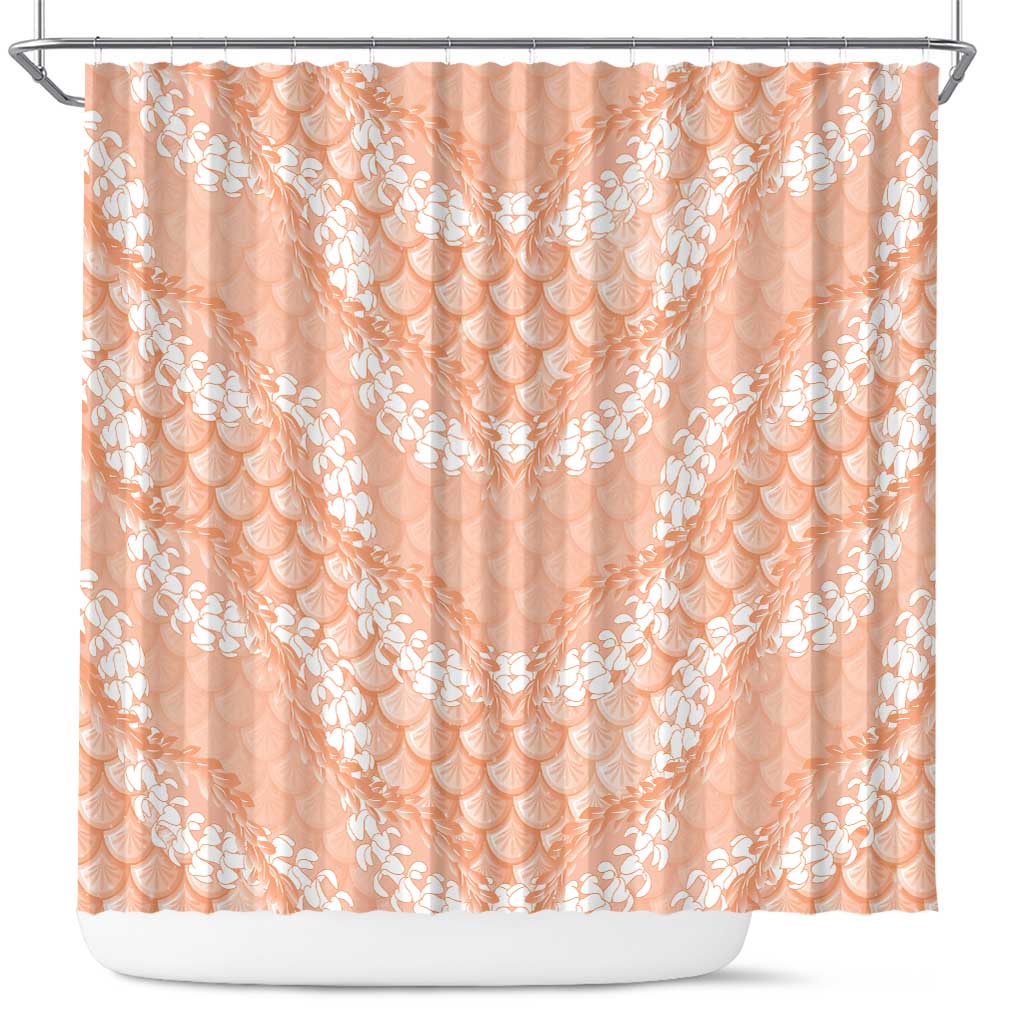 Apricot Mermaid Puakenikeni Maile Lei Shower Curtain