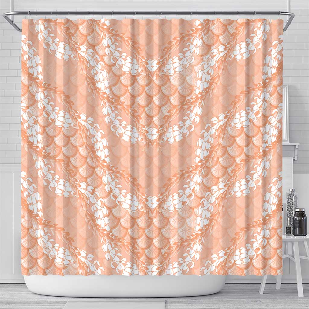Apricot Mermaid Puakenikeni Maile Lei Shower Curtain