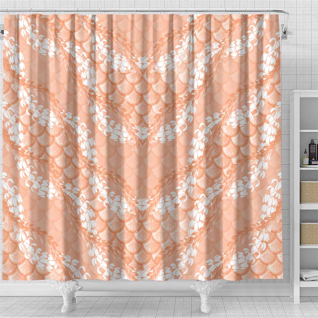 Apricot Mermaid Puakenikeni Maile Lei Shower Curtain