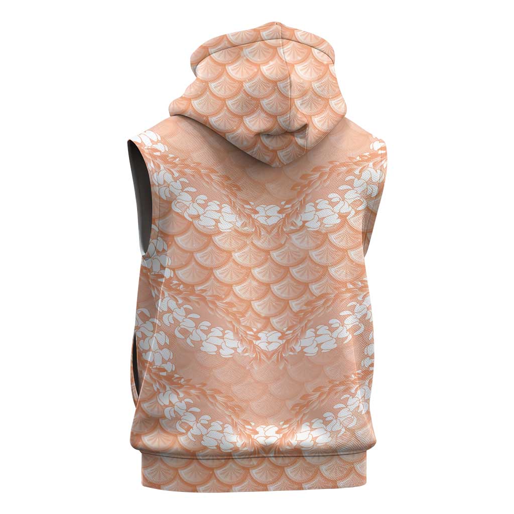 Apricot Mermaid Puakenikeni Maile Lei Sleeveless Hoodie