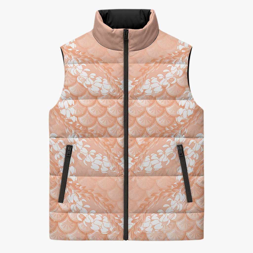 Apricot Mermaid Puakenikeni Maile Lei Sleeveless Puffer Jacket
