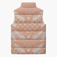 Apricot Mermaid Puakenikeni Maile Lei Sleeveless Puffer Jacket