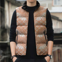 Apricot Mermaid Puakenikeni Maile Lei Sleeveless Puffer Jacket