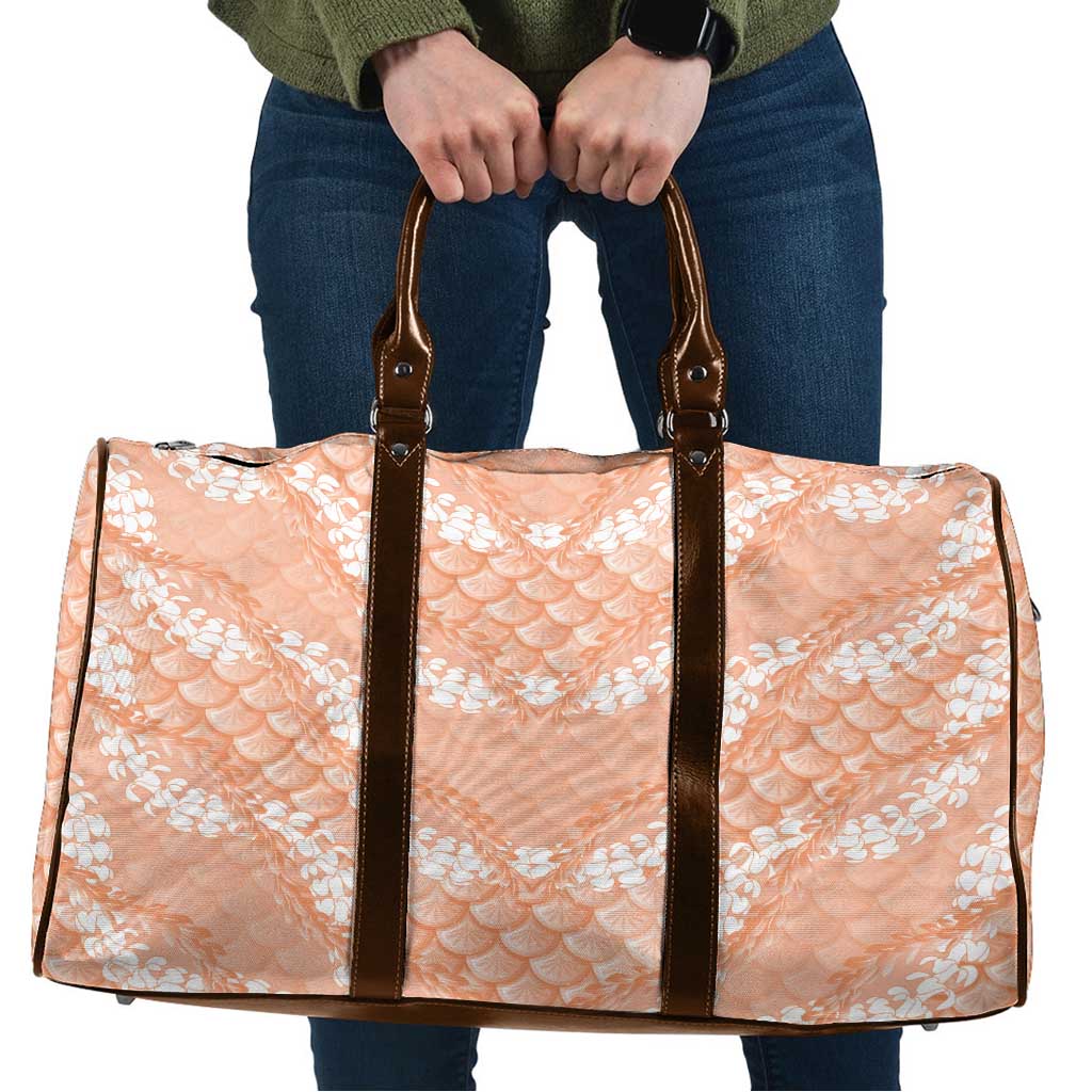 Apricot Mermaid Puakenikeni Maile Lei Travel Bag
