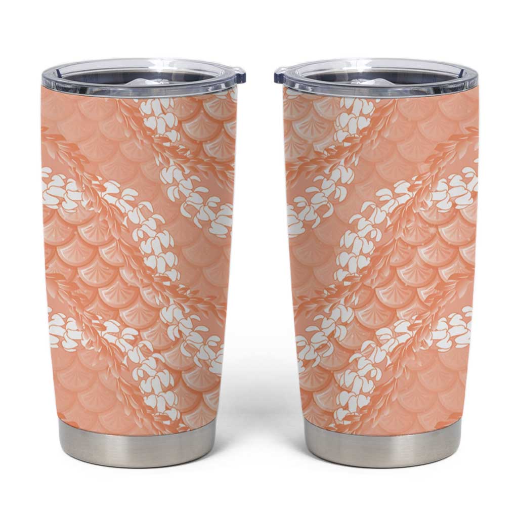 Apricot Mermaid Puakenikeni Maile Lei Tumbler Cup LT01 Apricot - Polynesian Pride