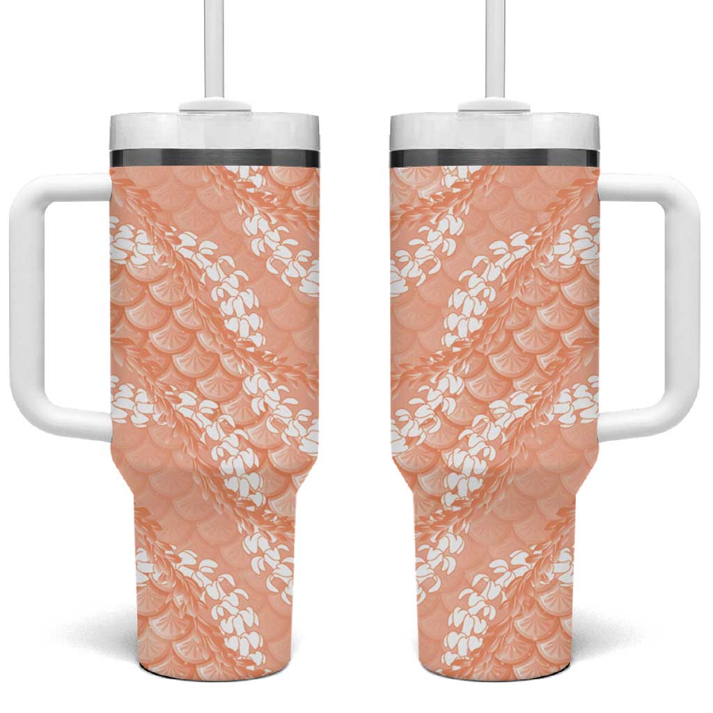 Apricot Mermaid Puakenikeni Maile Lei Tumbler With Handle LT01 One Size: 40 oz Apricot - Polynesian Pride