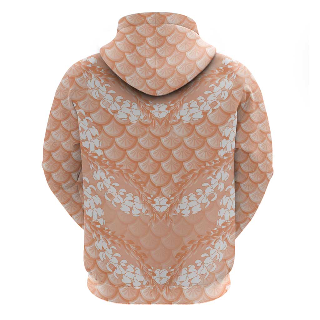 Apricot Mermaid Puakenikeni Maile Lei Zip Hoodie