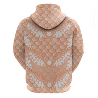 Apricot Mermaid Puakenikeni Maile Lei Zip Hoodie