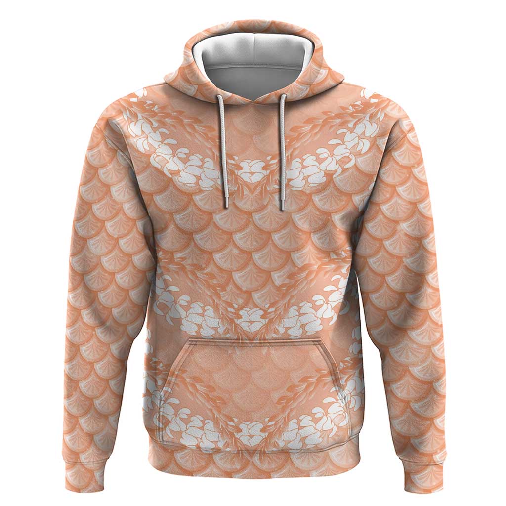 Apricot Mermaid Puakenikeni Maile Lei Zip Hoodie