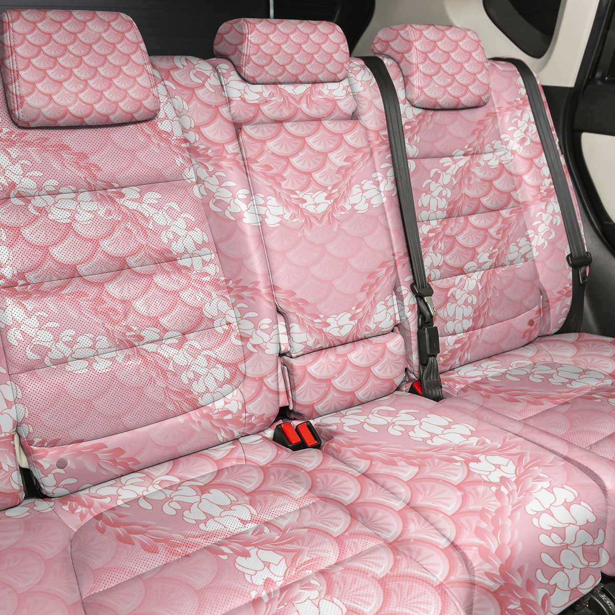Soft Pink Mermaid Puakenikeni Maile Lei Back Car Seat Cover