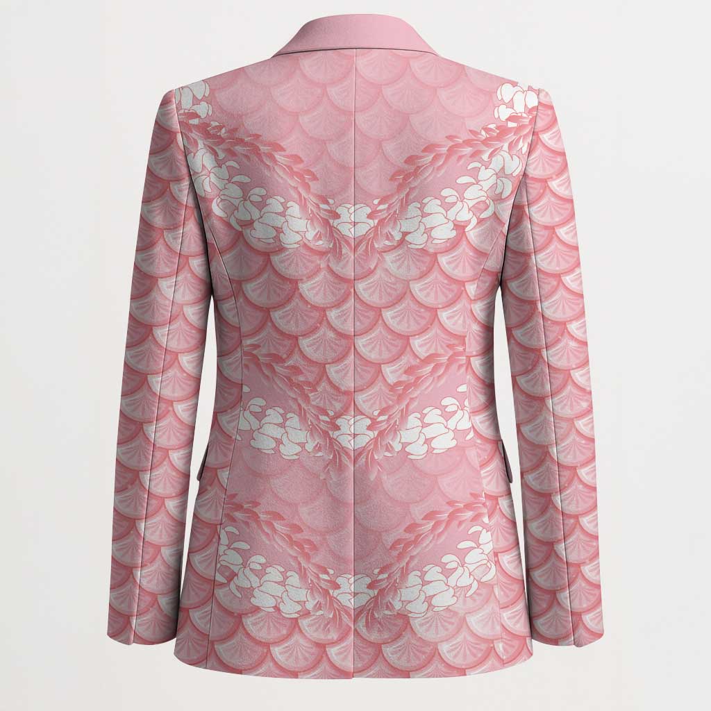 Soft Pink Mermaid Puakenikeni Maile Lei Blazer