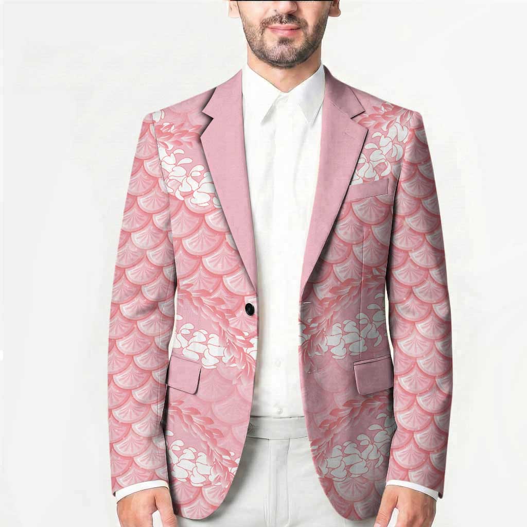 Soft Pink Mermaid Puakenikeni Maile Lei Blazer