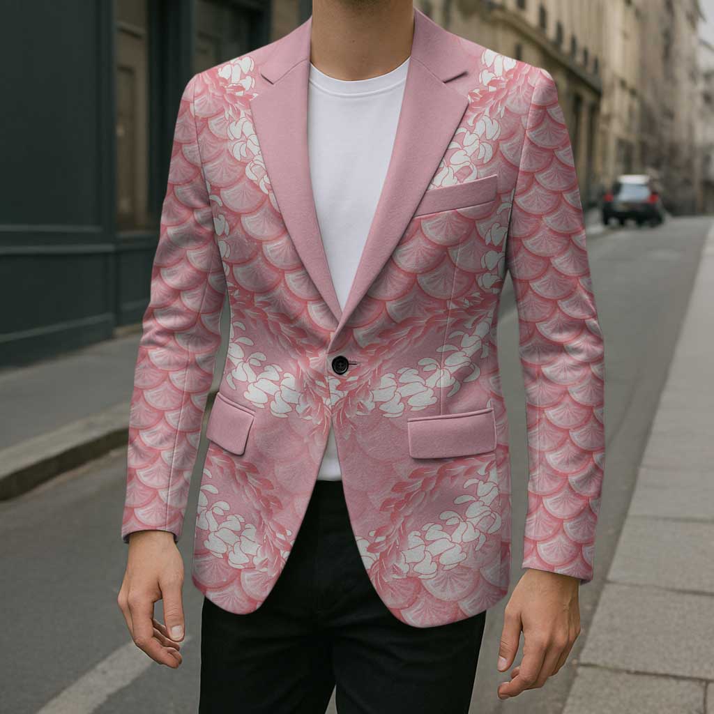 Soft Pink Mermaid Puakenikeni Maile Lei Blazer