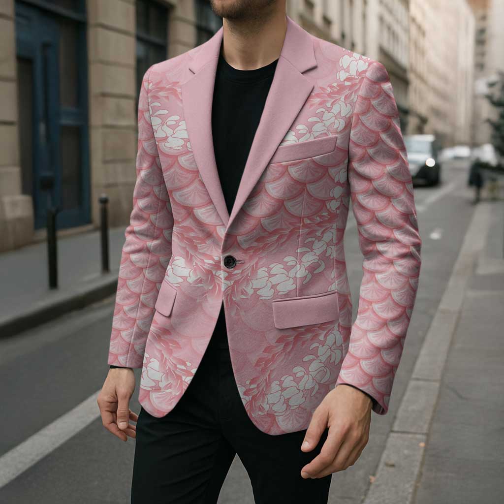 Soft Pink Mermaid Puakenikeni Maile Lei Blazer