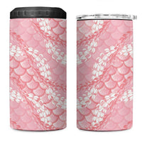 Soft Pink Mermaid Puakenikeni Maile Lei 4 in 1 Can Cooler Tumbler