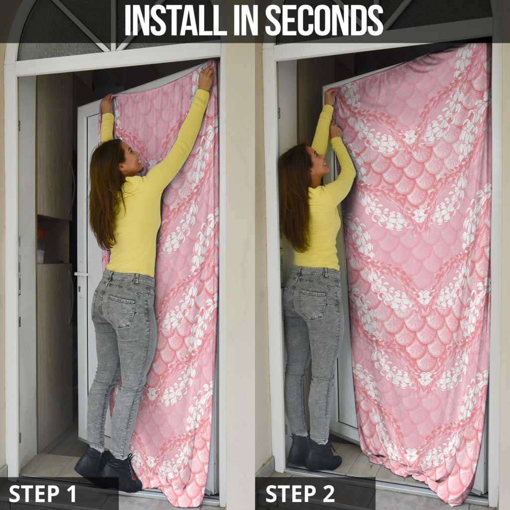 Soft Pink Mermaid Puakenikeni Maile Lei Door Cover