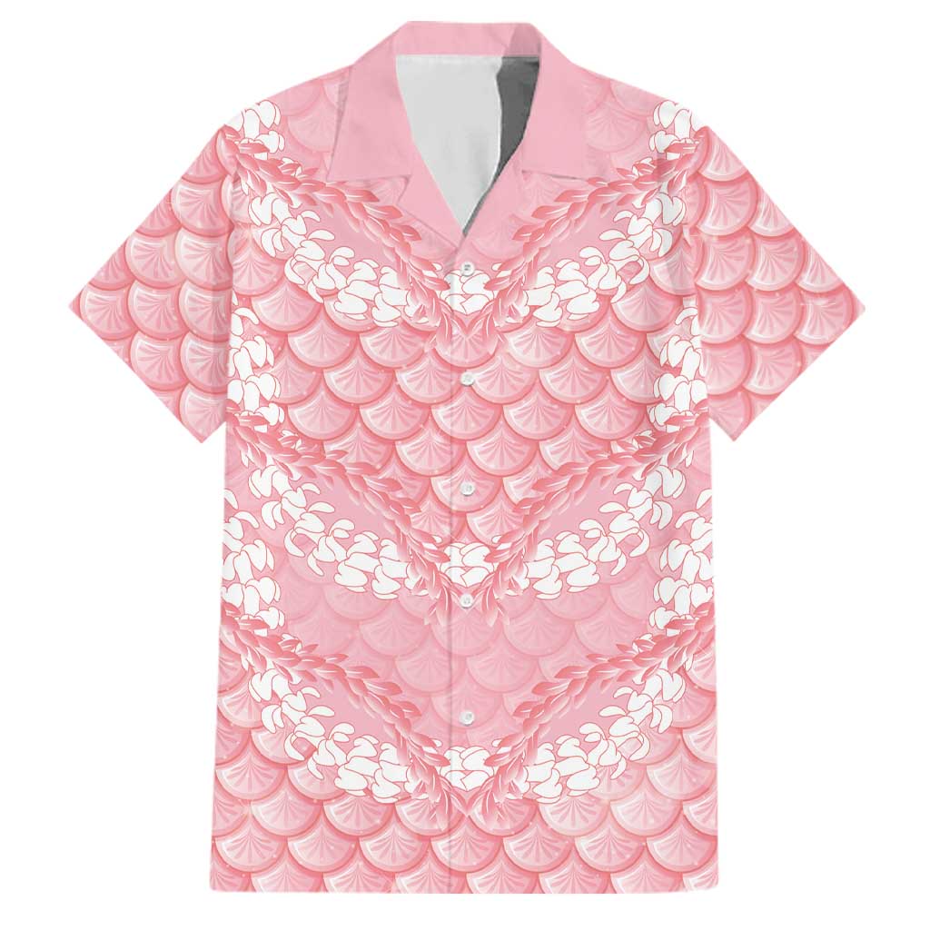 Soft Pink Mermaid Puakenikeni Maile Lei Family Matching Puletasi and Hawaiian Shirt LT01 Dad's Shirt - Short Sleeve Pink - Polynesian Pride