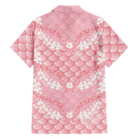 Soft Pink Mermaid Puakenikeni Maile Lei Family Matching Tank Maxi Dress and Hawaiian Shirt LT01 - Polynesian Pride
