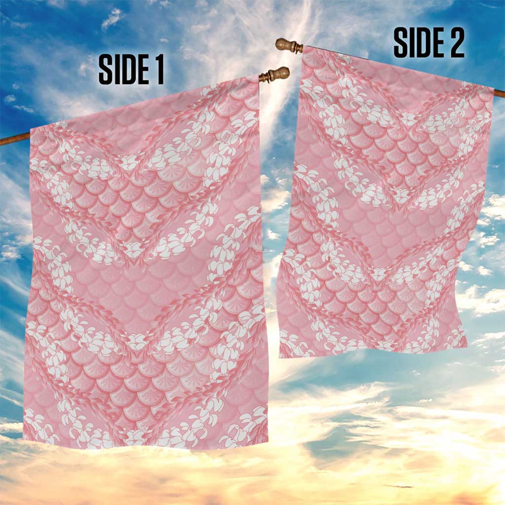 Soft Pink Mermaid Puakenikeni Maile Lei Garden Flag