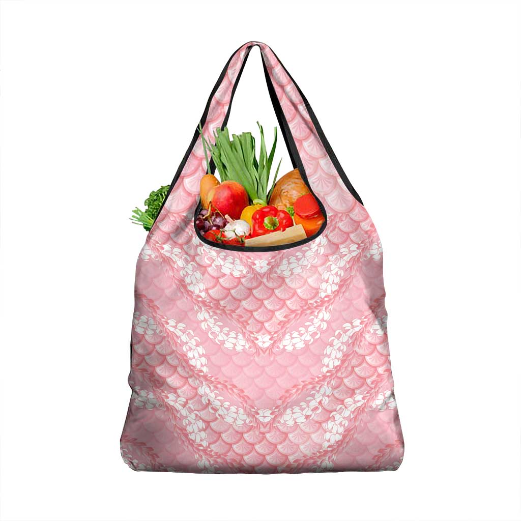 Soft Pink Mermaid Puakenikeni Maile Lei Grocery Bag