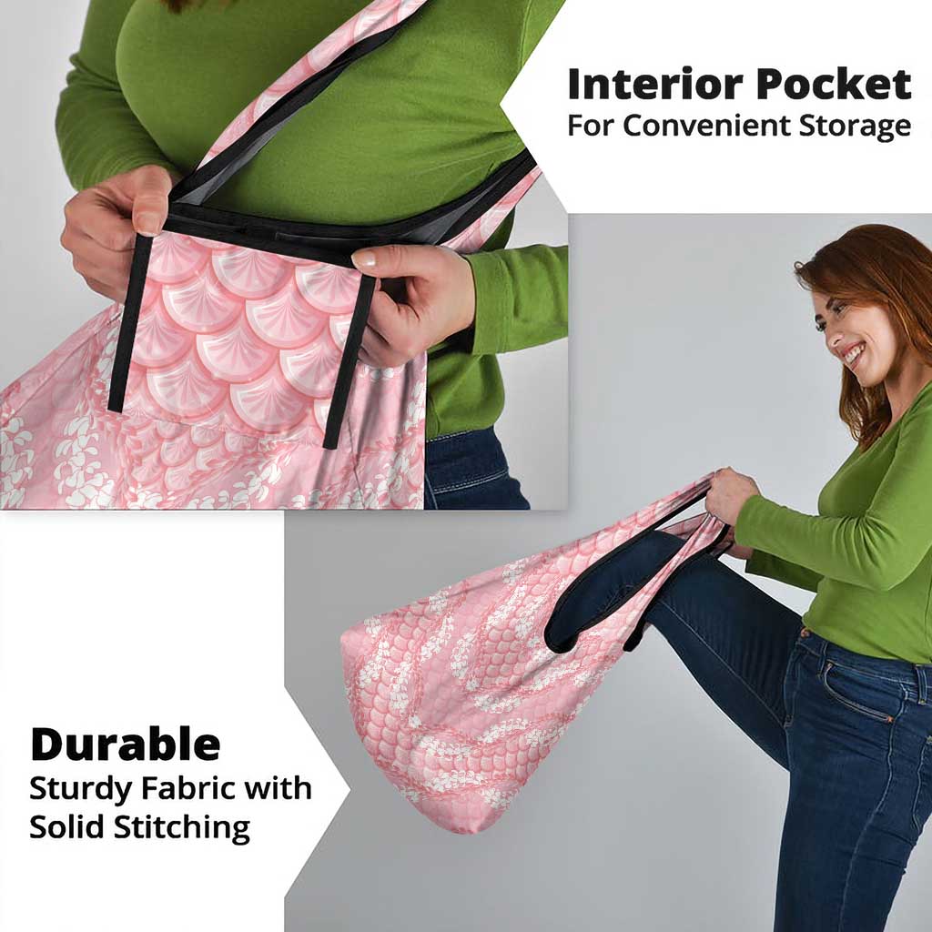 Soft Pink Mermaid Puakenikeni Maile Lei Grocery Bag
