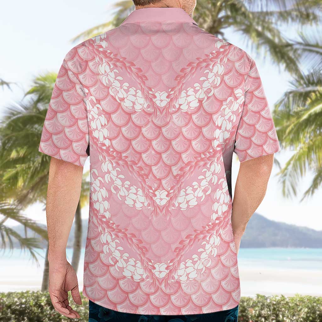 Soft Pink Mermaid Puakenikeni Maile Lei Hawaiian Shirt