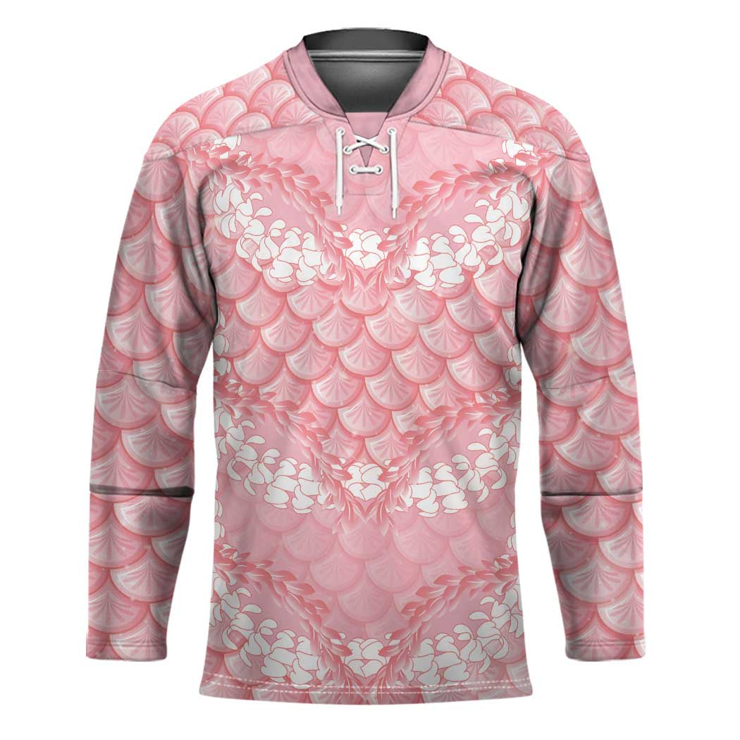 Soft Pink Mermaid Puakenikeni Maile Lei Hockey Jersey LT01 Unisex Pink - Polynesian Pride