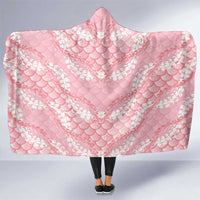 Soft Pink Mermaid Puakenikeni Maile Lei Hooded Blanket