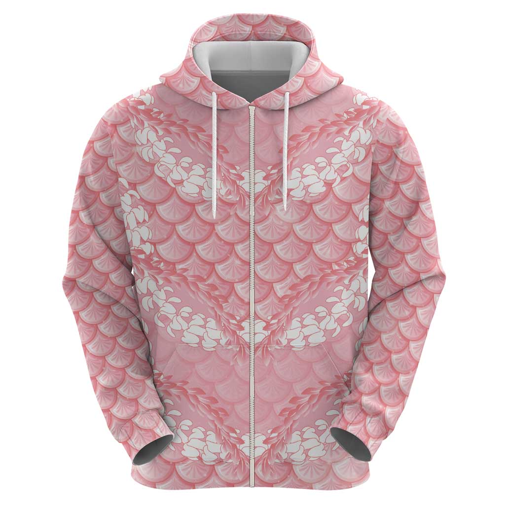 Soft Pink Mermaid Puakenikeni Maile Lei Hoodie LT01 - Polynesian Pride