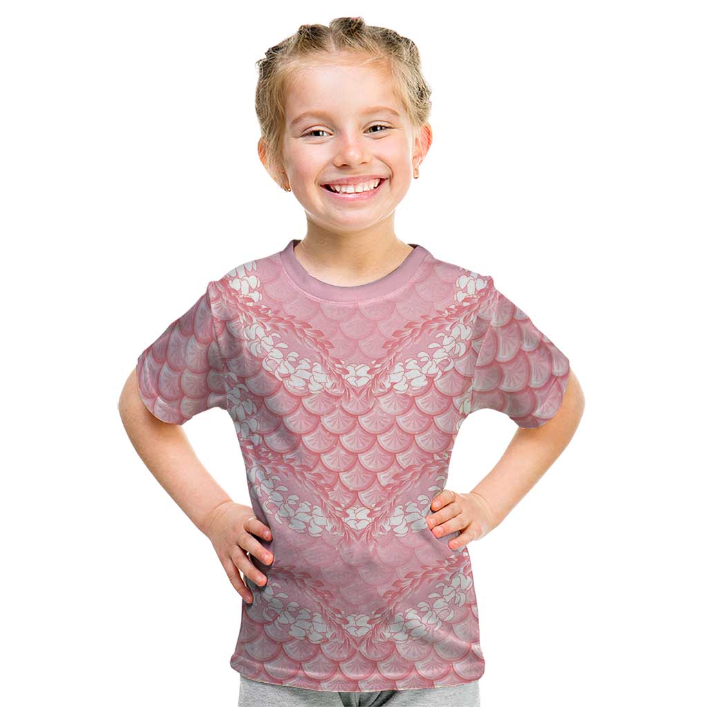 Soft Pink Mermaid Puakenikeni Maile Lei Kid T Shirt