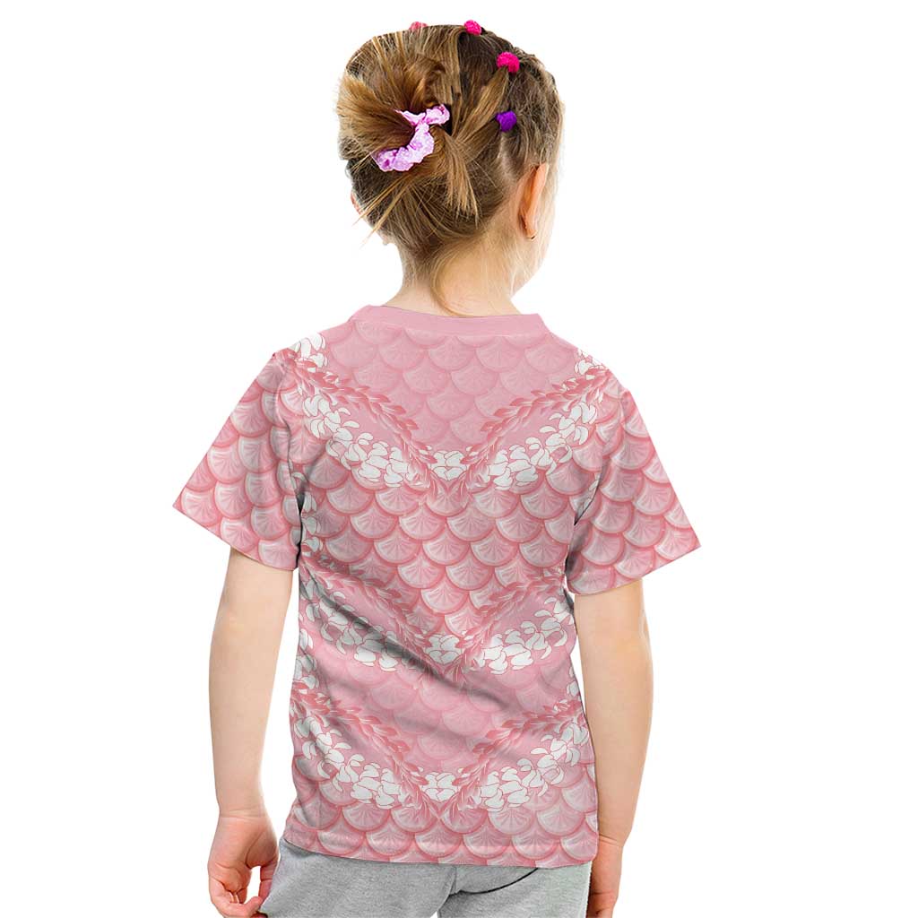 Soft Pink Mermaid Puakenikeni Maile Lei Kid T Shirt