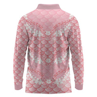 Soft Pink Mermaid Puakenikeni Maile Lei Long Sleeve Polo Shirt