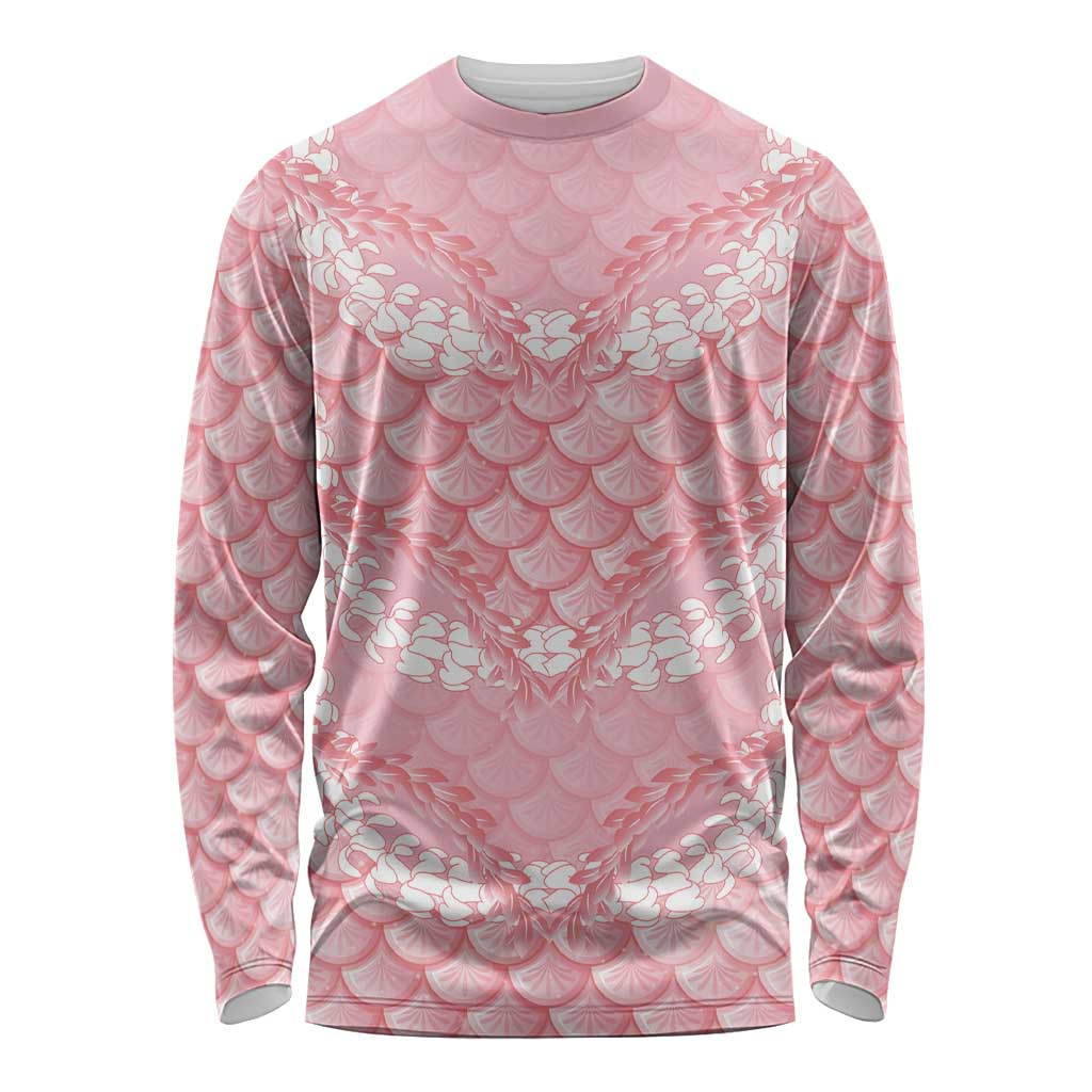 Soft Pink Mermaid Puakenikeni Maile Lei Long Sleeve Shirt