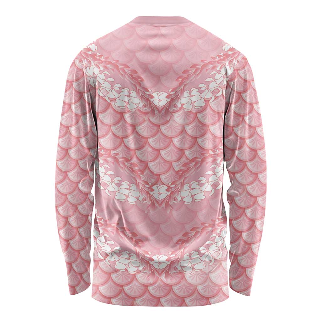 Soft Pink Mermaid Puakenikeni Maile Lei Long Sleeve Shirt