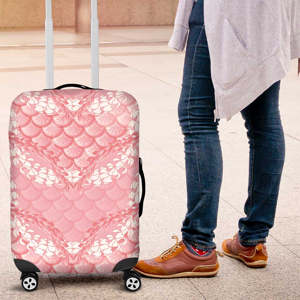 Soft Pink Mermaid Puakenikeni Maile Lei Luggage Cover
