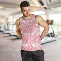 Soft Pink Mermaid Puakenikeni Maile Lei Men Tank Top LT01 Pink - Polynesian Pride