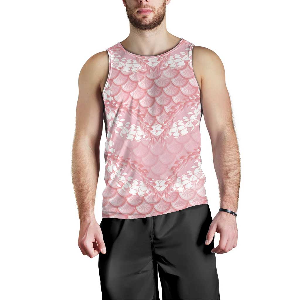 Soft Pink Mermaid Puakenikeni Maile Lei Men Tank Top LT01 - Polynesian Pride