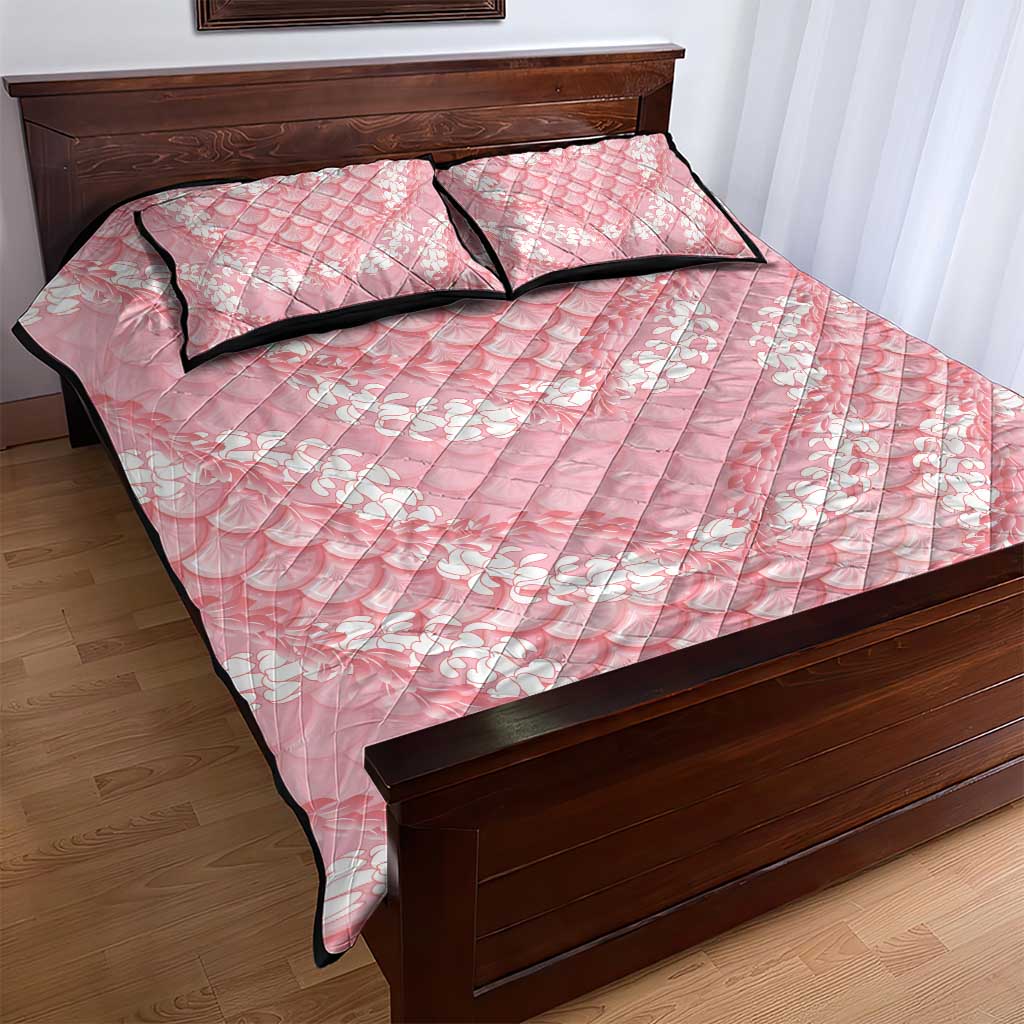 Soft Pink Mermaid Puakenikeni Maile Lei Quilt Bed Set LT01 - Polynesian Pride