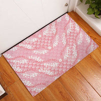 Soft Pink Mermaid Puakenikeni Maile Lei Rubber Doormat