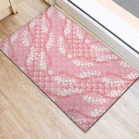 Soft Pink Mermaid Puakenikeni Maile Lei Rubber Doormat