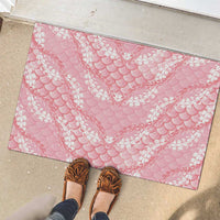 Soft Pink Mermaid Puakenikeni Maile Lei Rubber Doormat